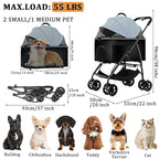 3 in 1 Dog Strollers 4 Wheels Folding Pet Stroller with Detachable Carrier Multifunction Portable Dogs Travel Carriers for Medium Small Puppy Kittens