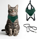 A1HC Escape Proof Cat Harness and Leash - Soft Adjustable Vest, Comfortable Mesh and Long Strips with Air Tag Pocket, Easy Control, Safe Walking Harness for Cats & Kittens - Dark Green (Small)