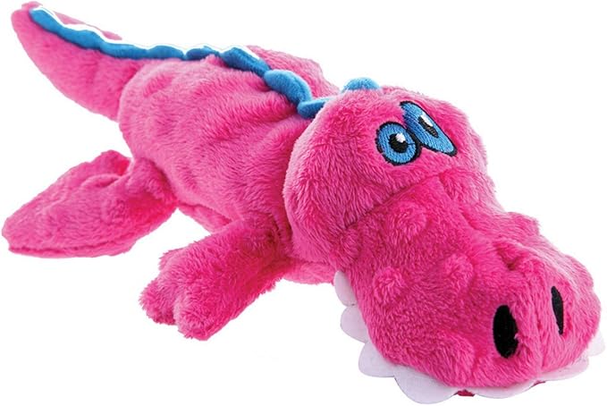 goDog Just For Me Gators Squeaky Plush Dog Toy, Chew Guard Technology - Pink, Mini