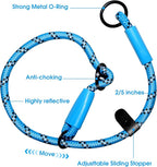 Detachable 2/5" Slip Lead, 4FT 6FT 8FT with Comfortable Silicone Handle Strong Rope Leash for Large Medium Small Dogs No Pull Highly Reflective Pet Training Leash (Blue-Black, 8FT)
