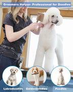 Dog Slicker Brush for Large Dogs, Professional Doodles Brush for Poodles, Goldendoodles and Labradoodles - Easy to Remove Tangles, Mats and Fluff - 3.8"x3.2" Head, 8" Wood Body