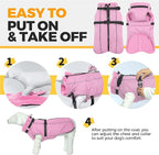 Lelepet Warm Dog Winter Coat Waterproof Dog Jacket with Harness Built in Windproof Reflective Fleece Jacket, Dogs Coats for Lage Dogs, Cozy Thermal Pet Snowsuit for Outdoor, French Bulldogs, Pink, L