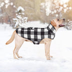 Malier Classic Plaid Fleece Dog Coat - Warm Winter Jacket with Pocket, Windproof for Small to Large Dogs (White, Large)