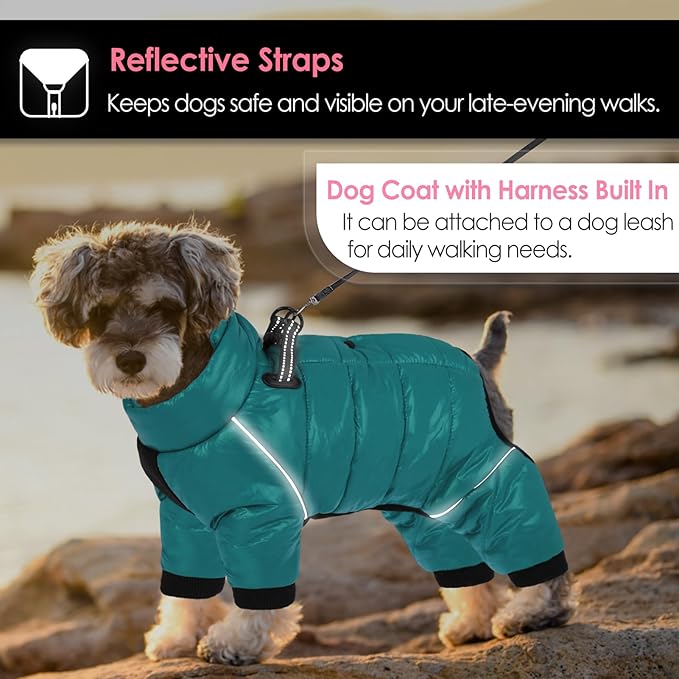 AOFITEE Dog Coat, Waterproof Dogs Jacket for Winter, Warm Fullbody Small Dog Snowsuit, Winter Coat for Small Dogs, Zip Up Pet Puffer Jacket Fleece Vest, Outdoor Reflective Pet Snow Jackets, XXL