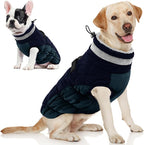 AOFITEE Dog Coat, Warm Dog Winter Coat, Reflective Cold Weather Dogs Puffer Jacket with Harness Built in, Waterproof Pet Fleece Vest Snowsuit for Small Medium Large Dogs, Navy L