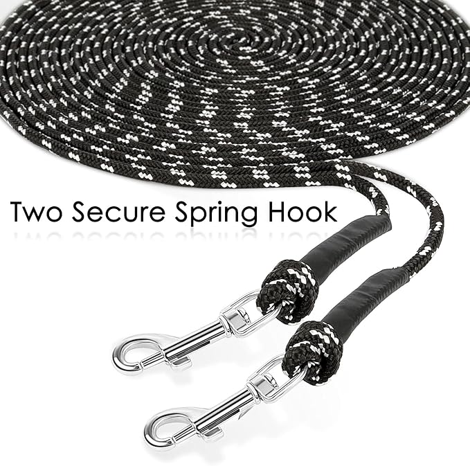 Rypet Reflective Cat Long Leash - 15 FT Escape Proof Walking Leads Yard Long Lead Durable Safe Personalized Extender Leash Traning Play Outdoor for Kitten, Puppy, Rabbit and Small Animals