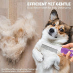 Detangling Pet Comb for Dogs & Cats with Long & Short Stainless Steel Metal Teeth for Removes Tangles and Knots - Detangler Grooming Tool for Dematting Matted Fur.