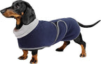 Geyecete Dachshund Sweaters - Dachshund Coat Perfect Winter Dog Jacket with Padded Fleece Lining and High Collar, Snowsuit with Adjustable Bands - Navy - S