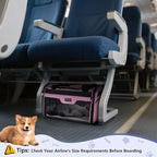 BALEINE Cat Carrier, Puppy Dog Carrier for Small Medium Pets Up to 15 Lbs, Soft-Sided Dog Travel Bag with Safety Zippers, Collapsible Pet Carrying Case (Pink, L, 17"x11"x11")