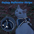 Cat Harness and Leash for Walking Escape Proof, Adjustable Kitten Vest Harness Reflective Soft Mesh Puppy Harness for Outdoor, Comfort Fit, Easy to Control (Blue, M)