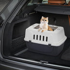MoNiBloom 22-Inch Dog Crate Plastic 2-Door Top Loading Cat Carrier, Hard-Sided Dog Travel Carrier for Small Dogs and Cats, Ventilation and Security Lock Design for Pets up to 22 lbs (Grey)