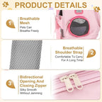 Pet Backpack Carrier, Portable and Ventilated, Oxford Cloth, Dog Cat Travel Bag with Transparent Cover 12.99", (Pink, 1 Pcs), Intended for Hiking/Camping/Traveling
