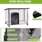 GUTINNEEN Large Outdoor Insulated Dog House Indestructible Dog Shelter Weatherproof Dog Kennel with Chew-Proof Metal Frame, Openable Roof for Small to Large Dog Breeds (Grey, 33.5"L x 22"W x 25.2"H)