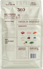 360 Pet Nutrition Freeze-Dried Raw Dog Food – Multi-Protein with Beef, Chicken, Fish, Liver & Organs, High Protein, Omega-3s, Fruits, Veggies & Superfoods, Grain-Free, No Fillers, 3 lb – Made in USA