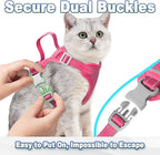 Cat Harness and Leash Set Escape Proof for Kitten Walking, Soft Adjustable Top Handle Vest Harnesses for Cats, Easy Control Breathable Reflective Small Medium Large, Pink, XS