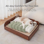 Cat Sleeping Bags for Indoor Cats Self Warming Cat Bed Fits up to 15 lbs Pets Soft Plush Warm Bed 360° Wrap Bag Washable Comfortable Pet Sleeping Bed 21" × 17" Green