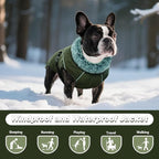 DENTRUN Large Dog Coat - Thick Fleece Lined Reflective Winter Jacket, Snap Closure & Leash Hole, Warm Thick Fleece Lined, Plush Turtleneck Vest for German Shepherd, Army Green, XXL
