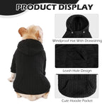 EXPAWLORER Textured Cable Knit Basic Dog Hoodie, Elevated Style Dog Sweater with Leash Hole and Pocket, Soft and Warm Pet Winter Coat, Cold Weather Clothes for Small Medium Large Dogs Cats,Black XS