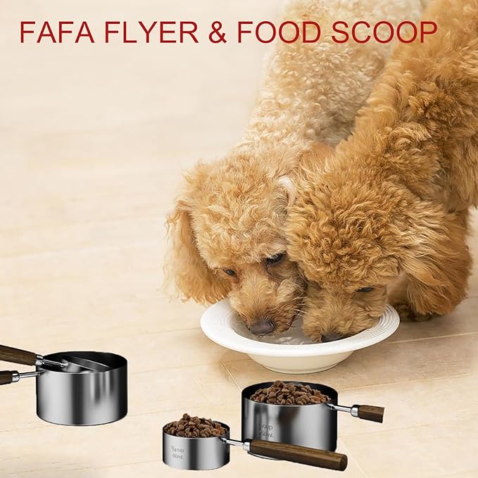 1 Cup Stainless Steel Dog Cat Food Measuring Scoop for Dry and Wet Food, Accurate Measurement for Rice, Flour, Grain (Long Handle Rose Gold)