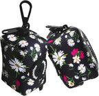 Petmolico Dog Poop Bag Holder Leash Attachment, Dog Waste Bag Dispenser Zippered Pouch, Fits Any Dog Leash, Includes Free Roll of Dog Bags, Poop Bag Dispenser - 2 Packs (White Daisy)