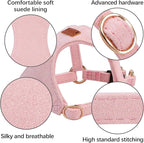 No Pull Dog Harness- Lightweight, Soft, Adjustable Small Harness Collar and Leash Set, Suitable for Cats Puppy Small and Medium-Sized Dog Outdoor Training and Running (Pink, XS)