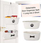2-Tier Dog Baskets,Over Door Hanging Oganizer for Pet Stuff with Metal Hooks,Cotton Rope Wall-Mounted Storage Organizer for Dog Leash/Harness/Small Toys/Trash bag - Beige