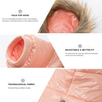 PINA Winter Coat with Faux Fur Hood, Windproof and Warm, for Small to Large Dogs, Pink, S