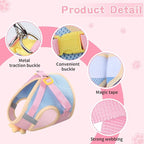 Cat Harness and Leash Set for Walking Escape Proof, Adjustable Kitten Harness Breathable Mesh with Reflective Strips Harness with Flower for Kitty Puppy Bunny Pink L