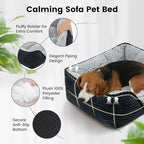 Miguel Washable Dog Bed with Removable Cushion for Medium Small Dogs, Easy to Wash Pet Sofa Bed with Side, Rectangle Bolster Cat Bed Calming Cuddle Puppy Bed with Anti-Slip Bottom, Black 25 Inch