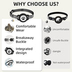 Waterproof Airtag Cat Collar, Reflective Cat Airtag Collar with Bell, Breakaway Cat collar AirTag Holder, Lightweight Kitten Collar for Apple Air tag, Cat GPS Collars for Girl Boy Cats, Kitten (Black)