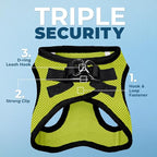 Best Pet Supplies Voyager Step-in Air Harness - All Weather Mesh, Reflective, No Pull Harness for Dogs, Cats - Secure with Hook & Loop Fastener, Buckle, Double D-Rings - Lime Green/Black Trim, L