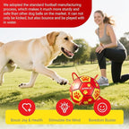 Size 3 Interactive Dog Soccer Ball with Strap, Red & Yellow, Eye-Catching Paw Prints Design, Ideal Outdoor Training Pet Toy, Perfect Choice for Medium & Large Dogs' Playtime
