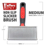 Jeffers Non-Slip Slicker Brush for Pets – Medium Size, Soft Pins, Red & Black – Detangling Grooming Tool for Dogs & Cats with Short, Long, Thick & Curly Coats – Comfortable Grip Pet Comb