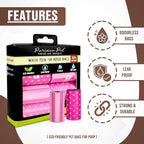 Parisian Pet Ecofriendly Dog Poop Bags Rolls - 160 Count Unscented Poop Bags For Dogs - Leakproof, Extra Thick, 8 Dog Waste Bags Refill Rolls - Stripes Dots Pink Doggie Poop Bags
