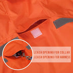 Dog Raincoat with Adjustable Belly Strap and Leash Hole - Hoodie with Reflective Strip - Waterproof Slicker Lightweight Breathable Rain Poncho Jacket for Medium Large Dogs - Easy to Wear, Orange 5XL