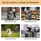 Pettingzoo Dog stroller with 4 Wheels, Folding Cat Stroller for Small/Medium/Large dogs & cats to 60 lbs, pet stroller with removable carrier, Storage BasketCup Holder,3 in1 Multifunctional Detachable