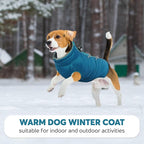 IDOMIK Warm Dog Coat with Harness, Waterproof Reflective Dog Jackets for Small Medium Large Dogs, Fleece High Collar Winter Jacket with Zipper, Pet Winter Snowsuit Clothes for Cold Weather,Blue 3XL