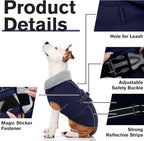 Lelepet Warm Dog Coat Waterproof Dog Jacket for Medium Dogs Reflective Fleece Vest with Adjustable Buckle Hook & Loop Windproof Cold Weather Coats for Small Medium Large Dogs, Navy Blue, M