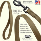 Dogline Biothane Waterproof Dog Leash Strong Coated Nylon Webbing with Black Hardware Odor-Proof Easy to Clean High Performance for Small or Large Dogs Made in USA 4 or 6 ft Lead, Coyote Brown