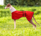 Dog Raincoat with Reflective Bar, Rain/Water Resistant, Adjustable Vest - Dog Raincoats for Greyhounds, Lurchers and Whippets - Red - L