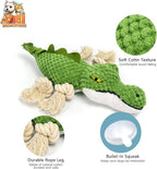 Dog Toys, Squeak Toy, Chew Toy, Tug of War Dog Interactive Toy, Knotted Rope for Teeth Cleaning & Boredom, Green, Crocodile Shape