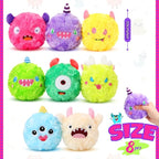 HyDren 8 Pack Soft Squeaky Dog Ball Toys 2 In1 Fuzzy 4" Dog Balls with Squeakers Plush Funny Puppy Ball Bulk Small Dog Valentine Toys Monster Dog Chewers for Small Medium Puppy Dog Pet (Cute)