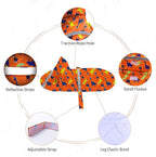 NACOCO Large Dog Raincoat Adjustable - Pet Dinosaurs Water Proof Clothes Lightweight Rain Jacket Poncho Hoodies with Strip Reflective Blue (XXXL, Orange Dinosaur)
