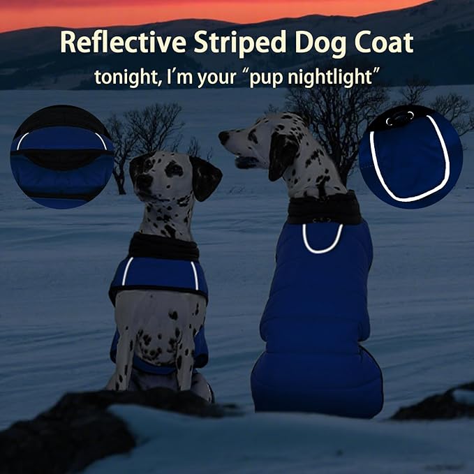 MIGOHI Lightweight Dog Coat, Windproof Dog Jacket, Puffer Jacket for Small Dogs, Padded Vest with Reflective Strips, Warm Snow Vest in Cold Weather, Easy On Hook & Loop Belly, Blue, S