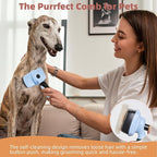 3PCS Cat & Dog Brush Set: Slicker & Deshedding Brush, Dematting Comb, and Bath Brush – Premium Grooming Tools for Shedding & Tangle-Free Fur (blue)