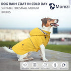 Dog Raincoat Waterproof Raincoats Dog rain Jacket Buttons Zipper Hood Drawstring Suitable for Small Medium Yorkie Terrier Schnauzer Poodle Border Collie Labrador 8lbs to 80lbs Yellow XL
