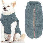 Gooby Sherpa Vest Dog Sweater - Stone Blue, Medium - Warm Fuzzy Fleece Step in Dog Jacket Without Ring Leash for Small to Medium Dogs