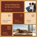 Dog Heating Pad (31"x20") - Waterproof Electric Heated Mat & Pet Bed for Indoor and Outdoor Use, Chew Resistant Cord, Machine Washable Cover with Wheat Pattern Quilting, for Cats and Pets