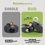 Cattasaurus Peekaboo Cat Cave, Extra Spacious for Multiple & Large Cats 12+ lbs, Scratch Detachable Beds for Indoor Cats, Washable Tunnel Bed, Comfy Cat Donut Tunnel (Dark Gray+Dark Gray, Jumbo)