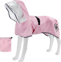 MAMORE Dog Raincoat Waterproof, Lightweight Adjustable Dog Rain Coat Hooded Poncho with Reflective Strip for Large Medium Small Dogs (Pink, Medium)